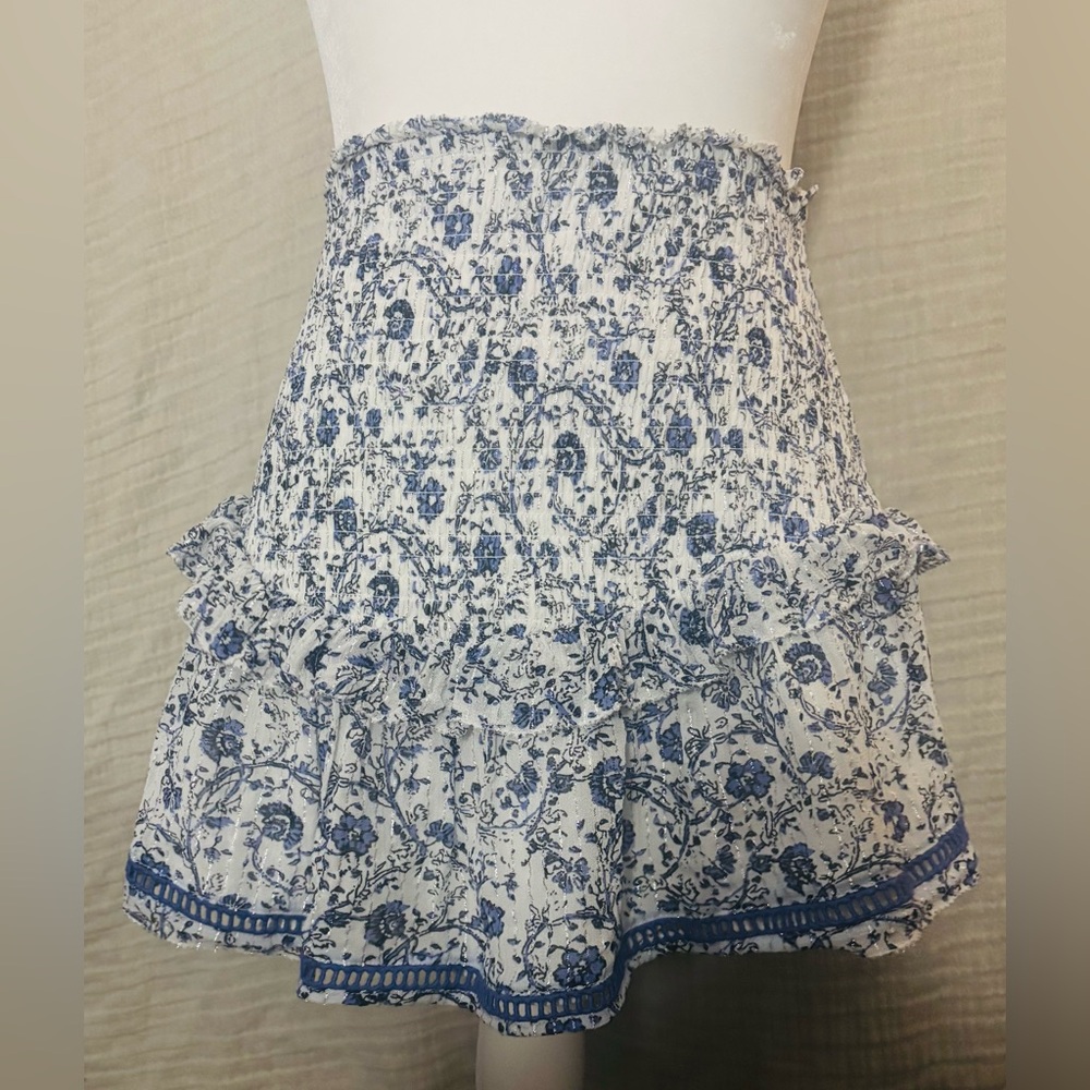 Saylor Floral Blue and White Mini Skirt